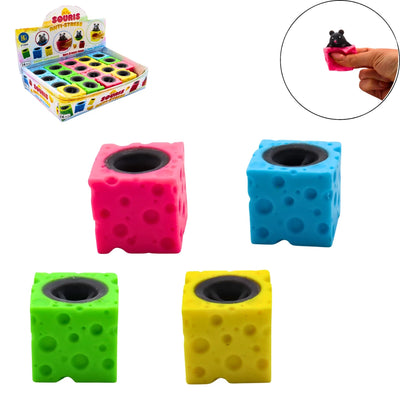 4 SOURIS FROMAGE ANTISTRESS - 3.5CM ASSORTIES