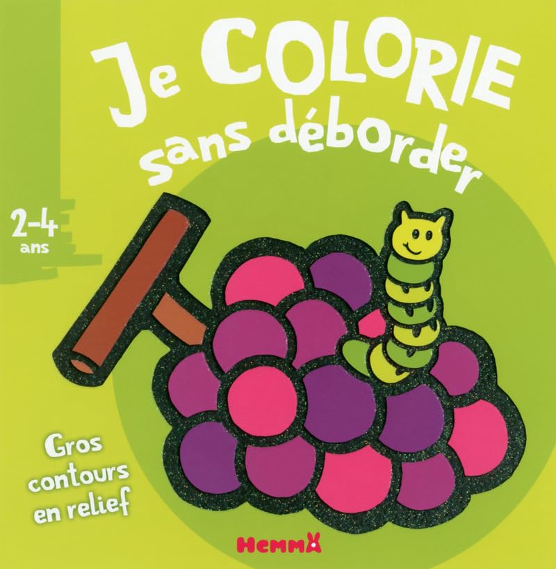 Bloc de coloriages aux contours épais pailletés et en relief - dès 2 ans