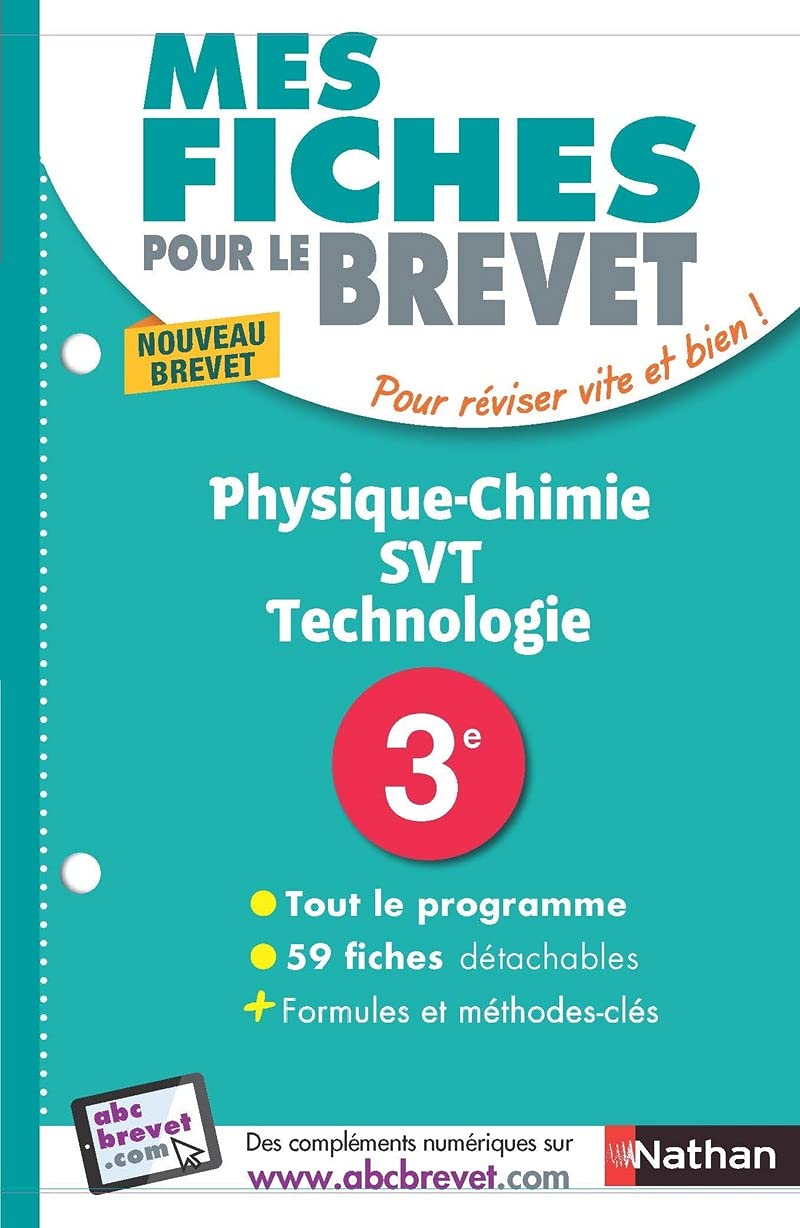 Physique-Chimie - SVT (Sciences de la vie et de la Terre) - Technologie 3e - Mes fiches pour le Brevet - Brevet 2026