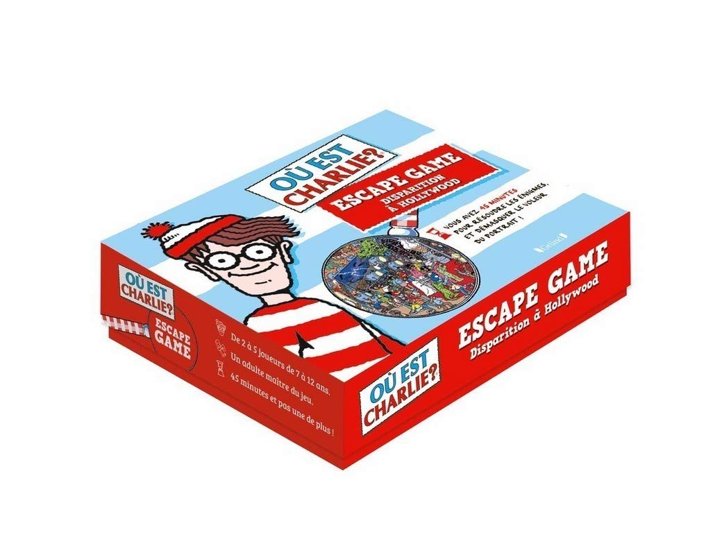 Où est Charlie ? Escape game : Disparition à Hollywood – Escape game enfant de 2 à 5 joueurs avec 40 cartes, 1 livret et 1 poster – À partir de 7 ans