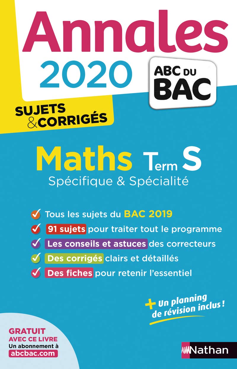 Annales ABC du BAC 2020 Maths Term S - corrigé