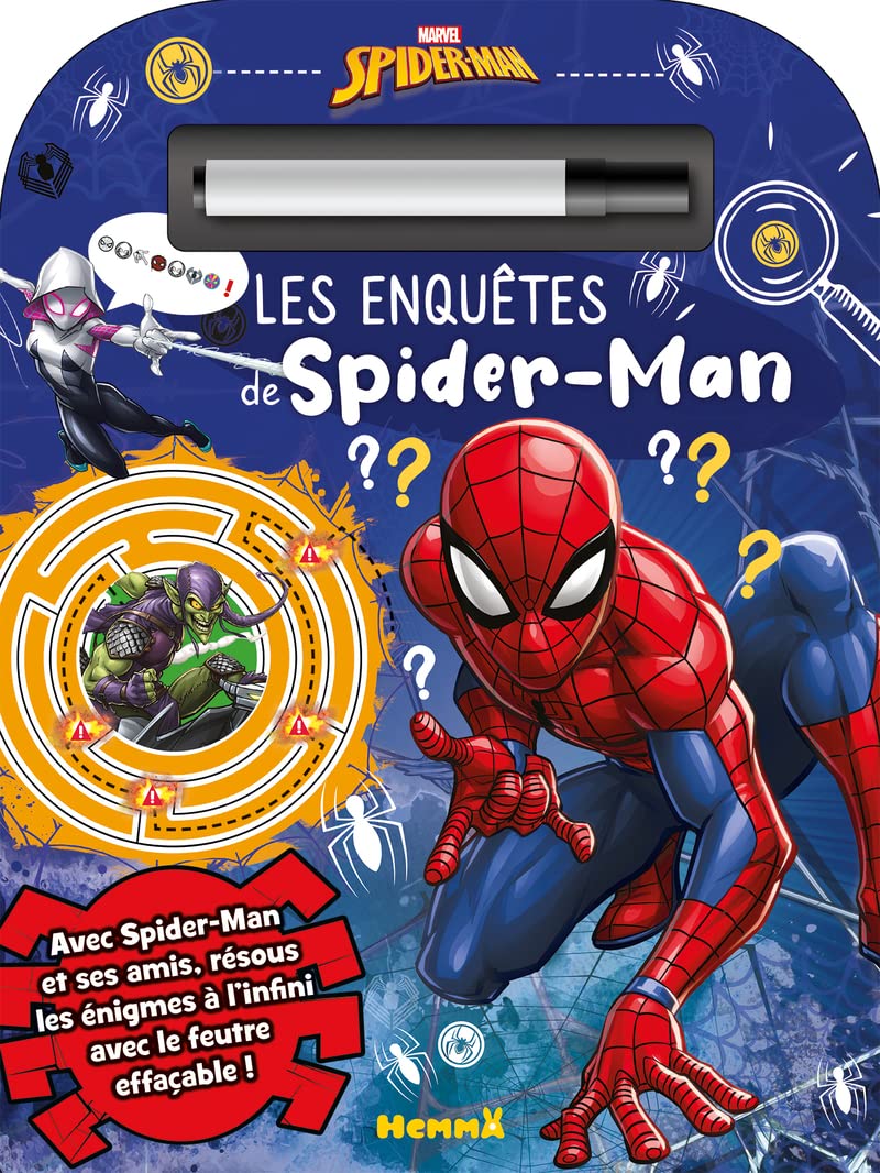Marvel Spider-Man - Les enquêtes de Spider-Man - Livre de jeux avec marqueur effaçable - Dès 5 ans