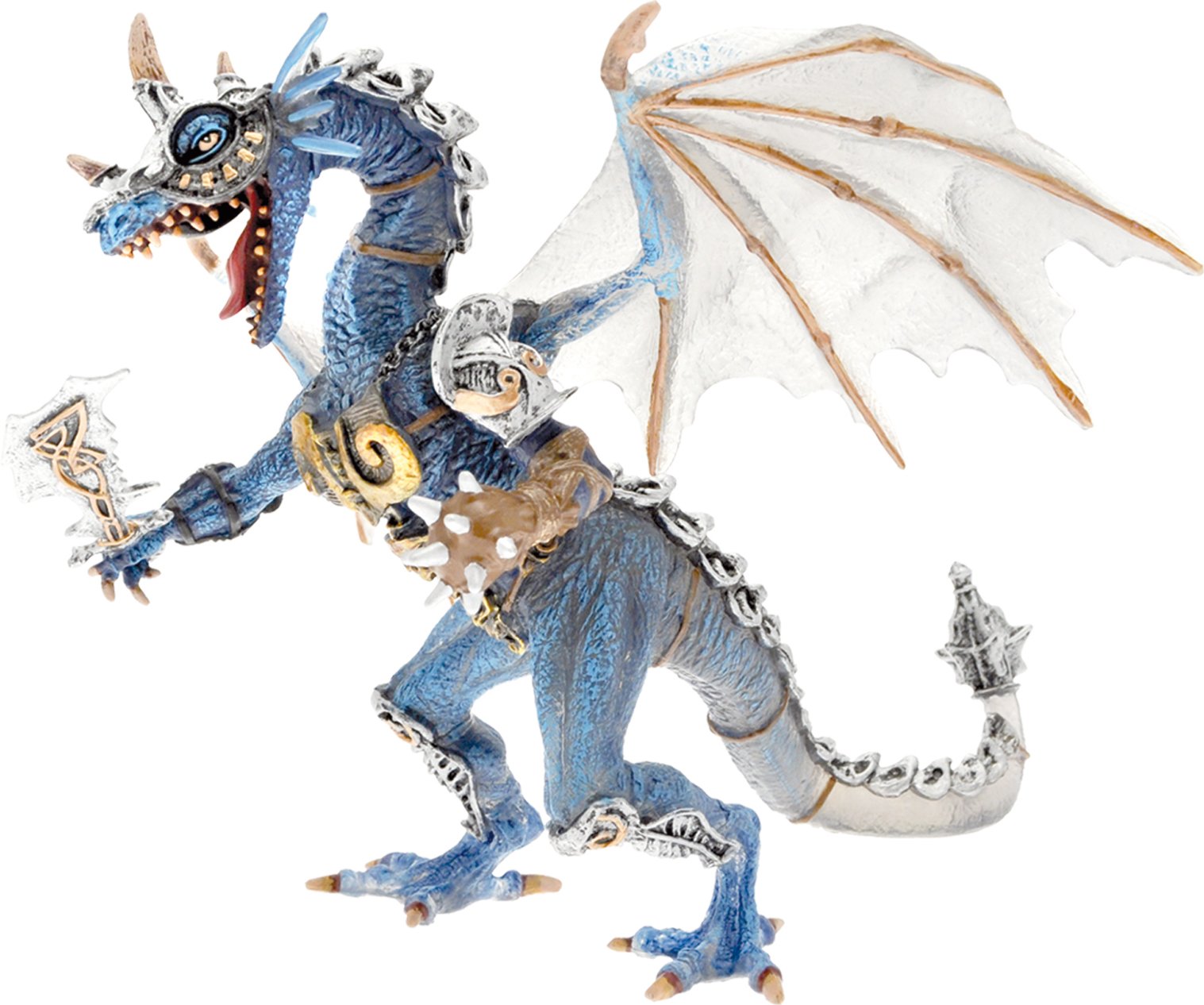 Plastoy - 60250 - Figurine - Le Dragon en Armure Translucide - Gris / Bleu