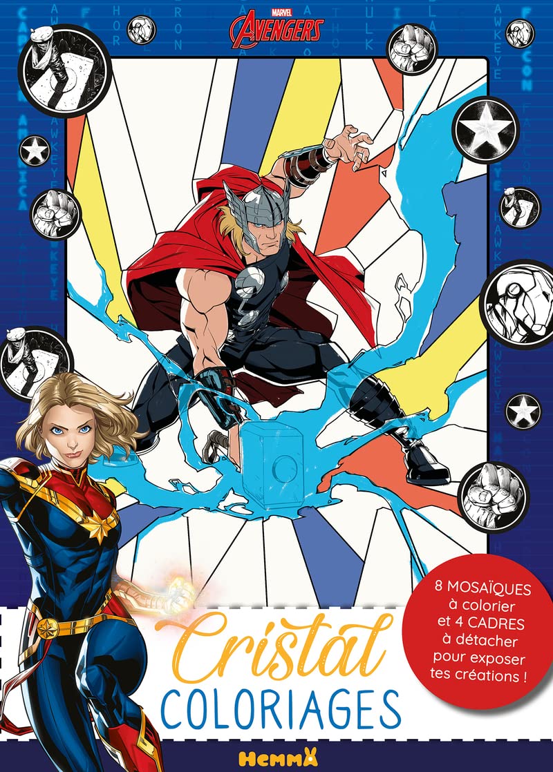Marvel Avengers – Cristal Coloriages – Livre de coloriages vitraux avec papier calque – Dès 5 ans