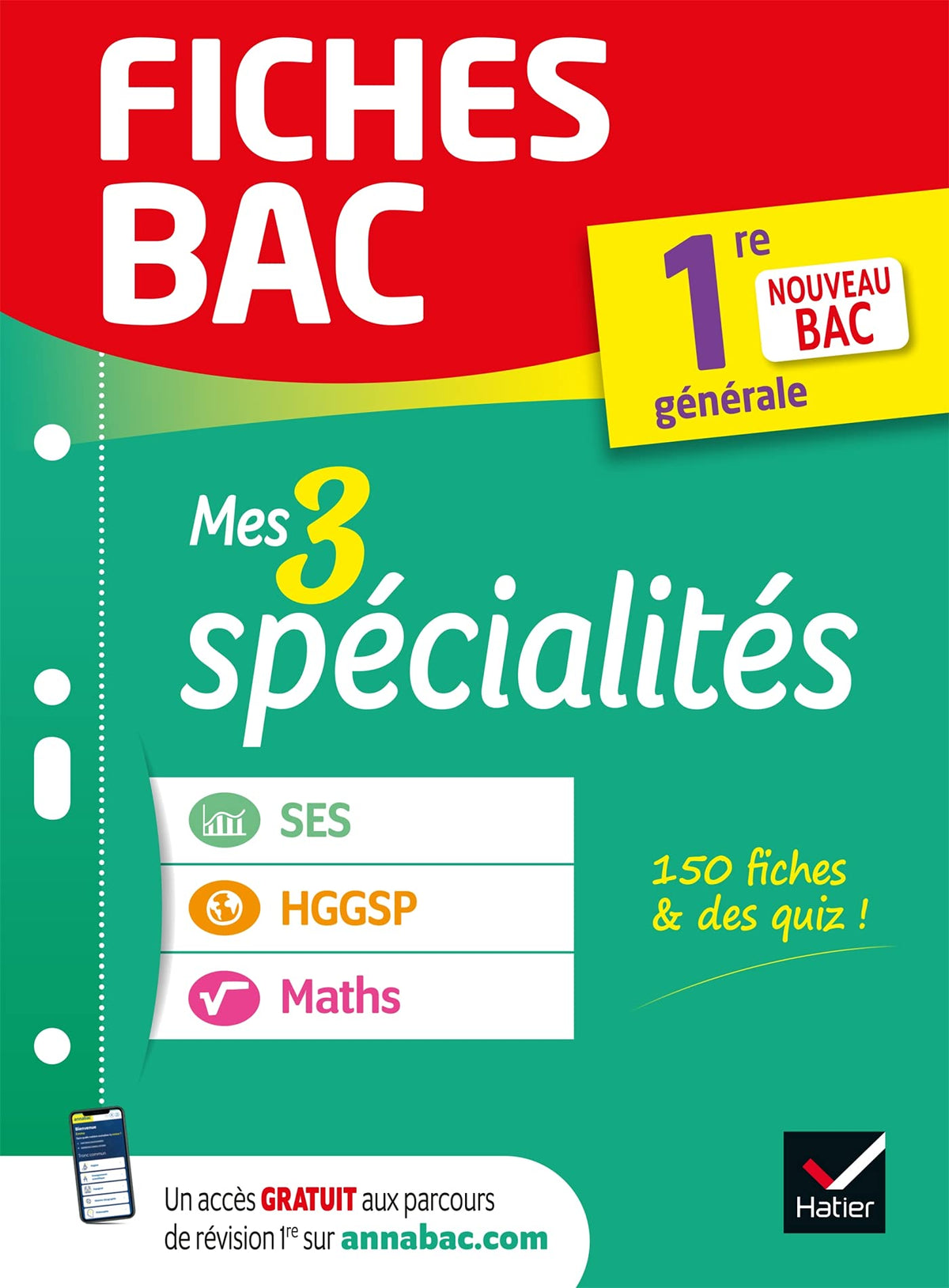 Fiches bac - Mes 3 spécialités 1re générale : Maths, SES, HGGSP: nouveau programme de Première