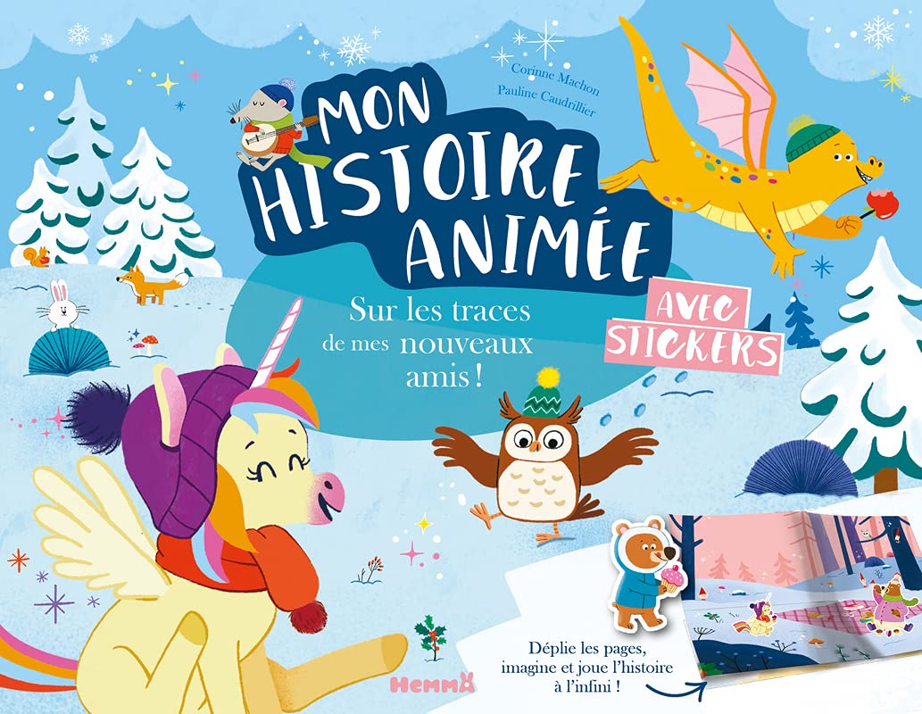 Mon histoire animée – Sur les traces de mes nouveaux amis ! – Histoire à lire, à imaginer et à jouer avec des stickers sur les pages dépliables – dès 4 ans