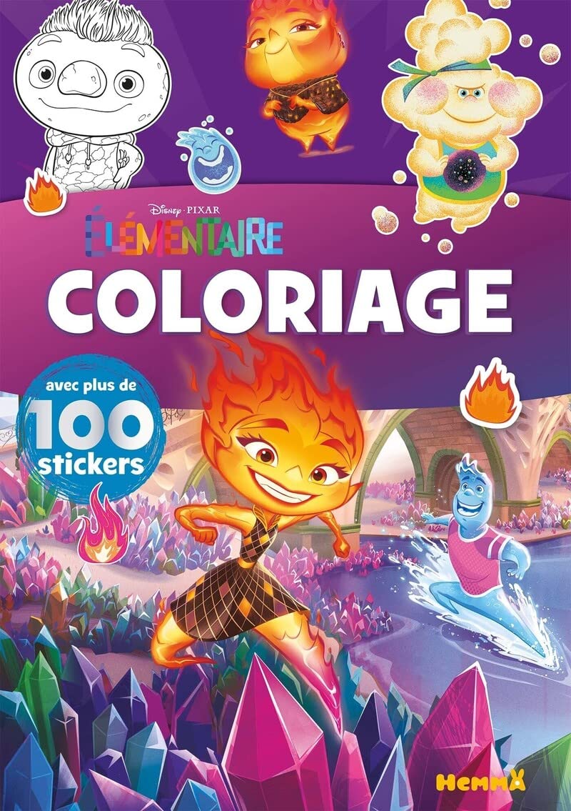 Disney Pixar Élémentaire – Coloriage avec plus de cent stickers – Livre de coloriage avec stickers – Dès 4 ans