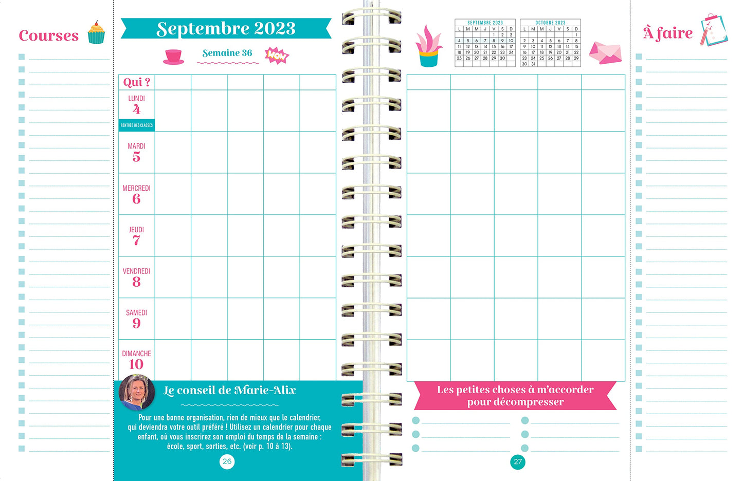 Agenda familial Famille nombreuse Mémoniak 2024 avec Marie Alix Jeanson, sept. 2023-déc. 2024
