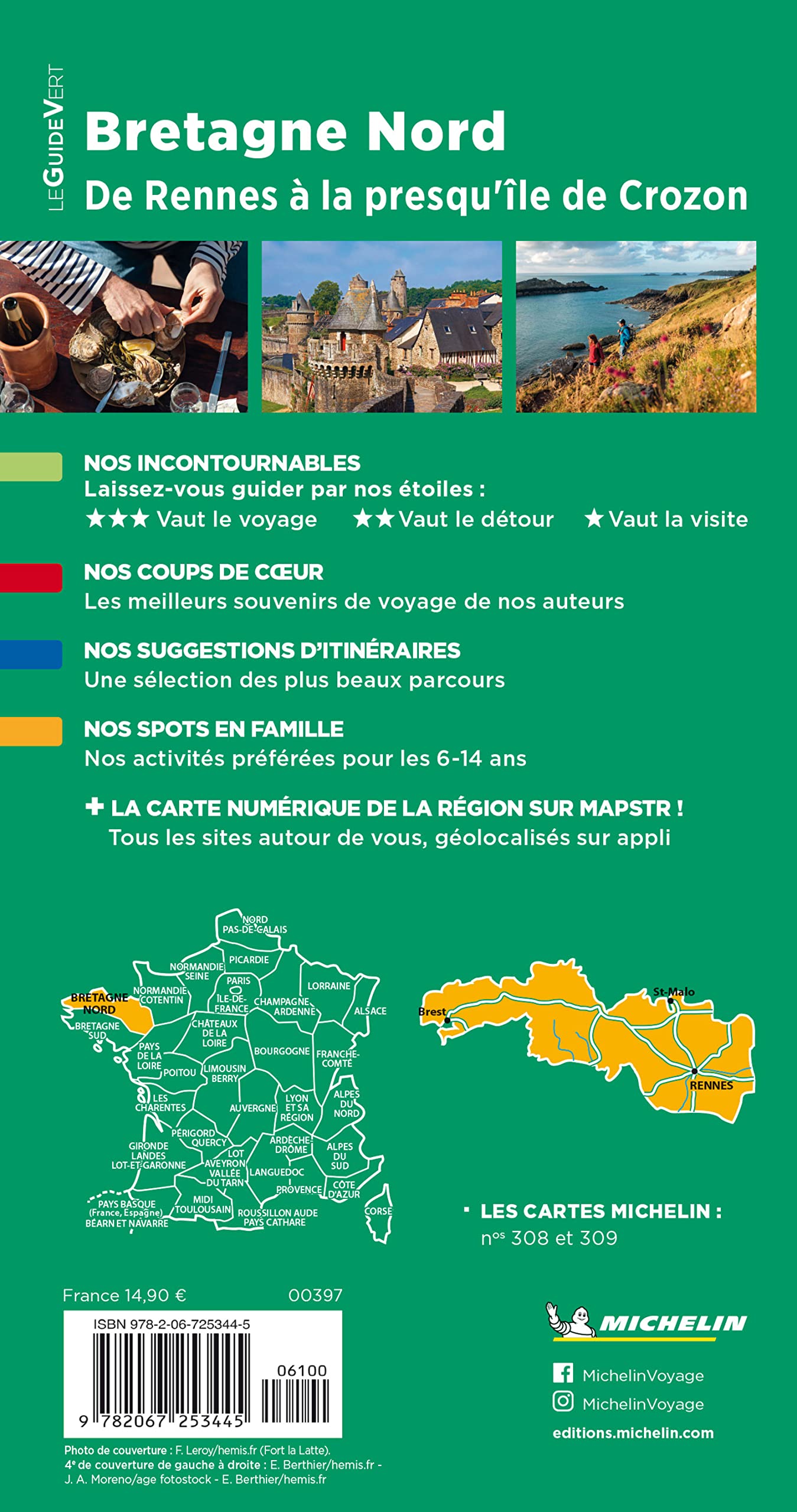 Guide Vert Bretagne Nord: De Rennes à la presqu'île de Crozon