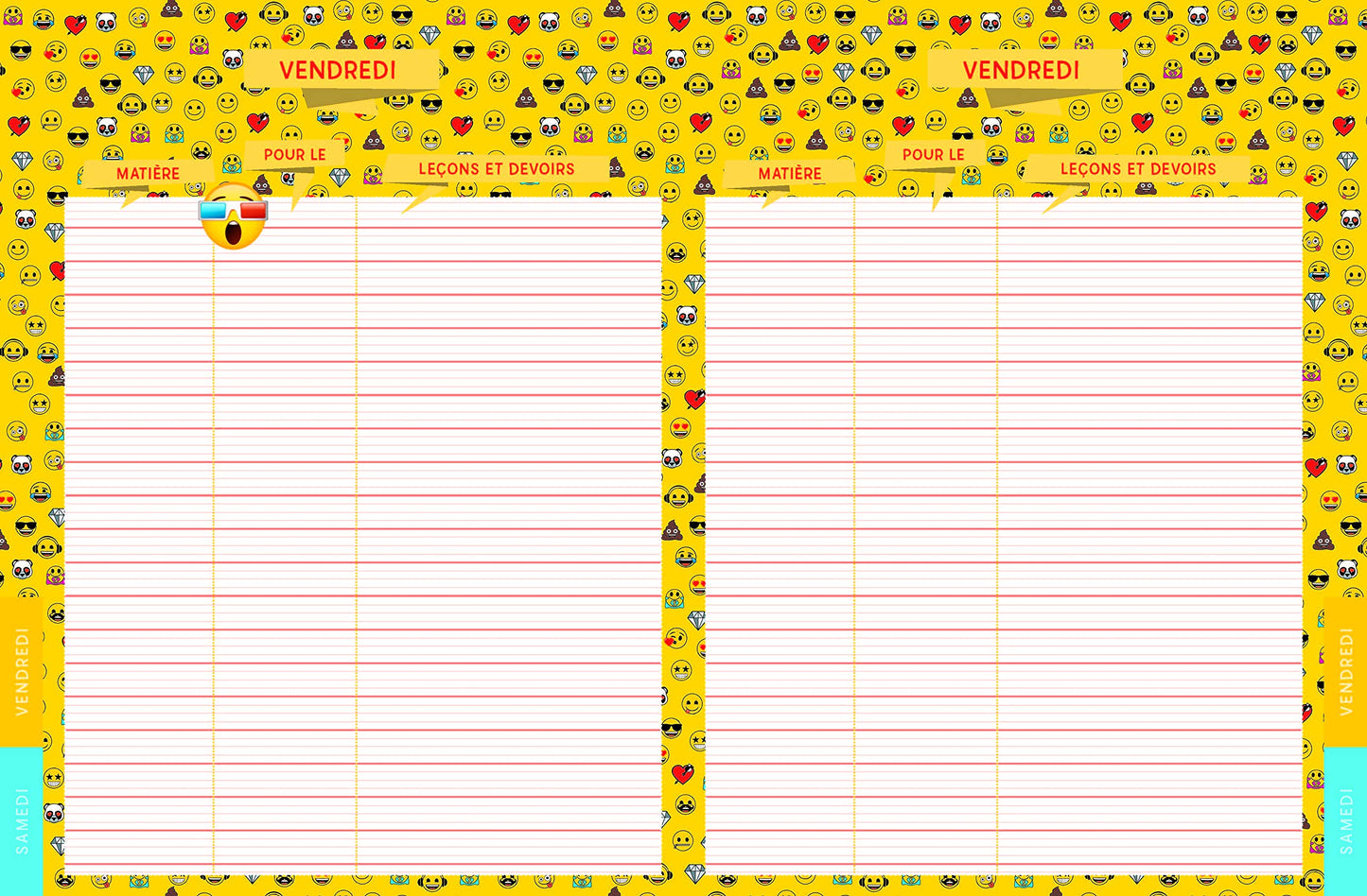 Agenda de texte Emoji 2021 - 2022