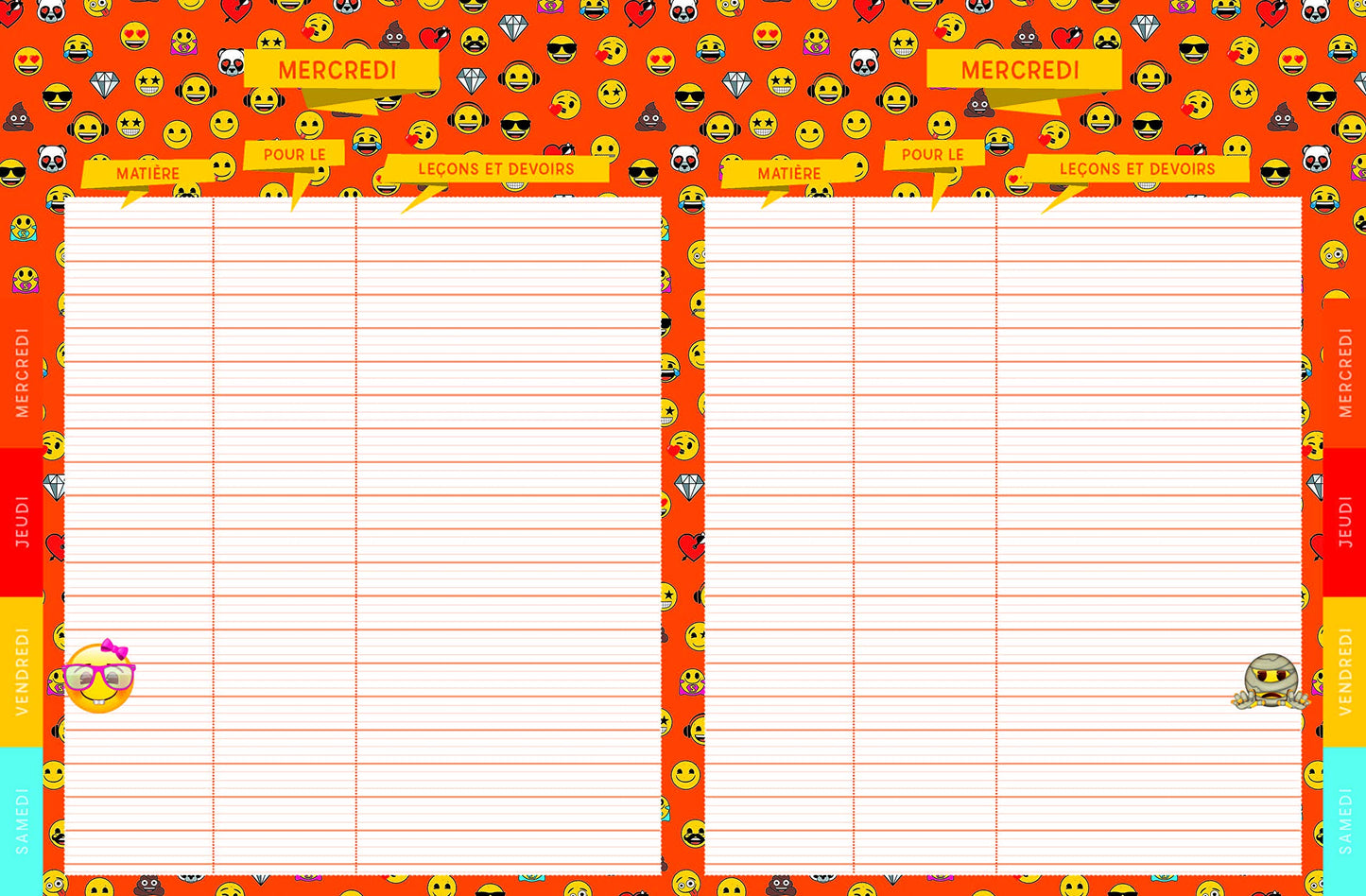 Agenda de texte Emoji 2021 - 2022