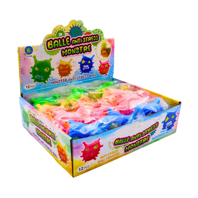 12 MONSTRES ANTISTRESS 9CM - 4 COULEURS ASSORTIES