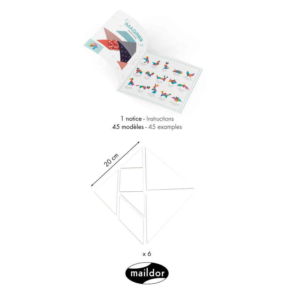 Maildor GB023C - Un sachet de 6 Tangrams Gamme blanche avec notice de 45 modèles incluse