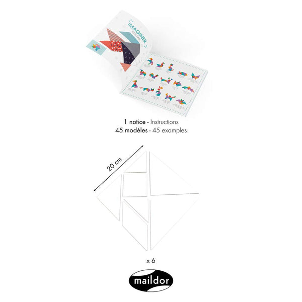 Maildor GB023C - Un sachet de 6 Tangrams Gamme blanche avec notice de 45 modèles incluse