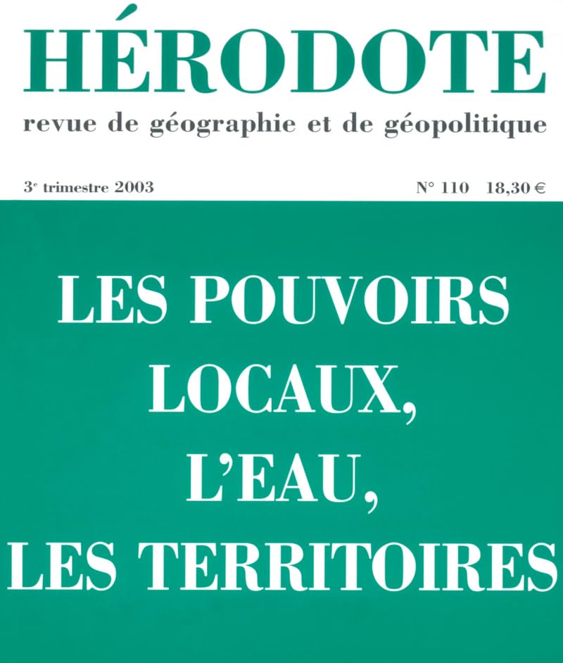 Hérodote, numéro 110 : Eau - Territoires - Pouvoirs locaux