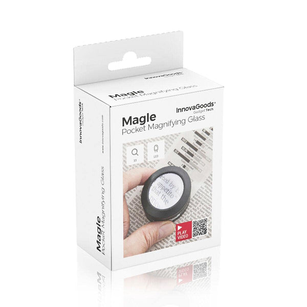 InnovaGoods® Loupe de Poche avec LED Magle, 5 dioptries, 210 mm, idéale pour la Lecture, la Couture, la Bijouterie, idéale pour l'inspection de Documents et de Petites pièces.
