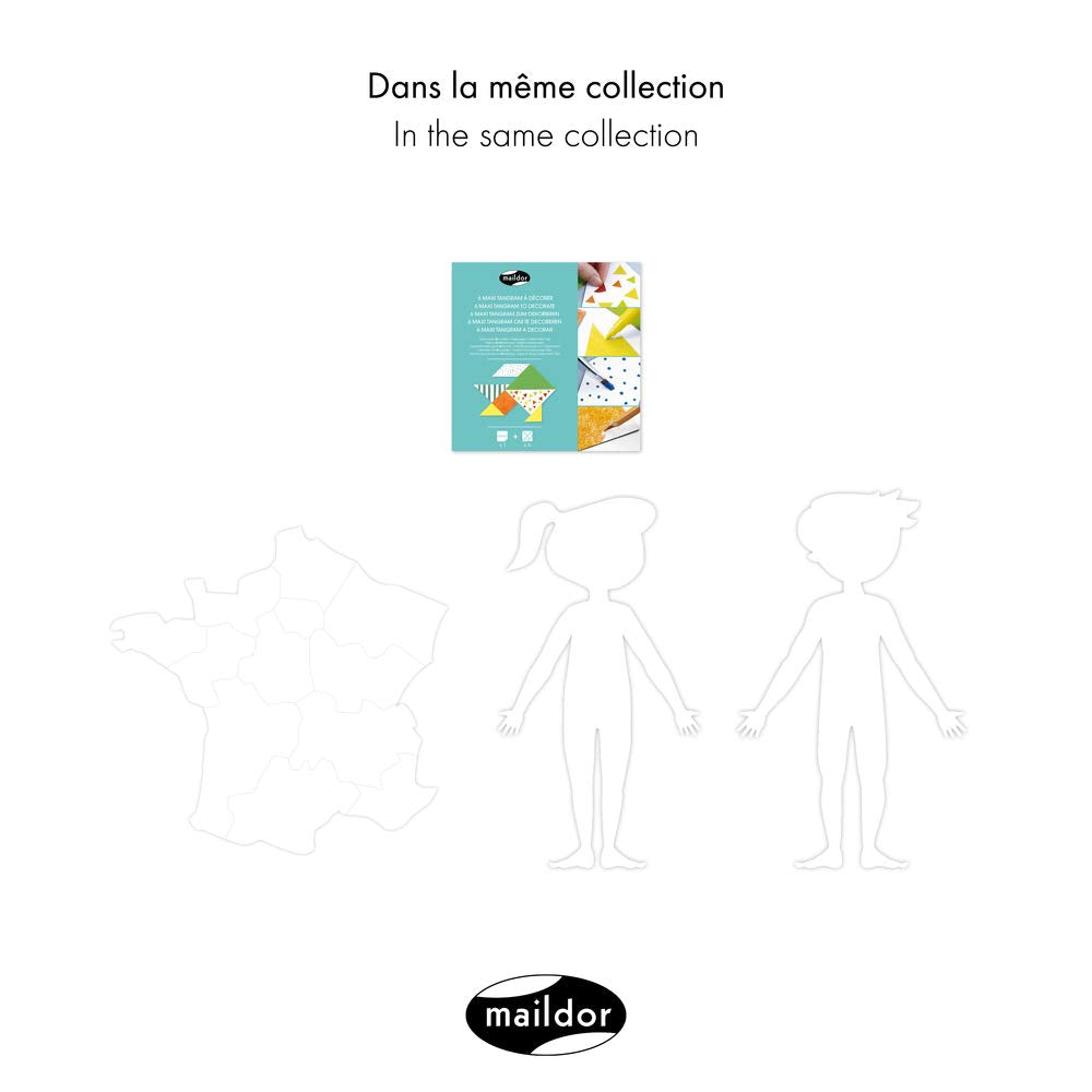 Maildor GB023C - Un sachet de 6 Tangrams Gamme blanche avec notice de 45 modèles incluse