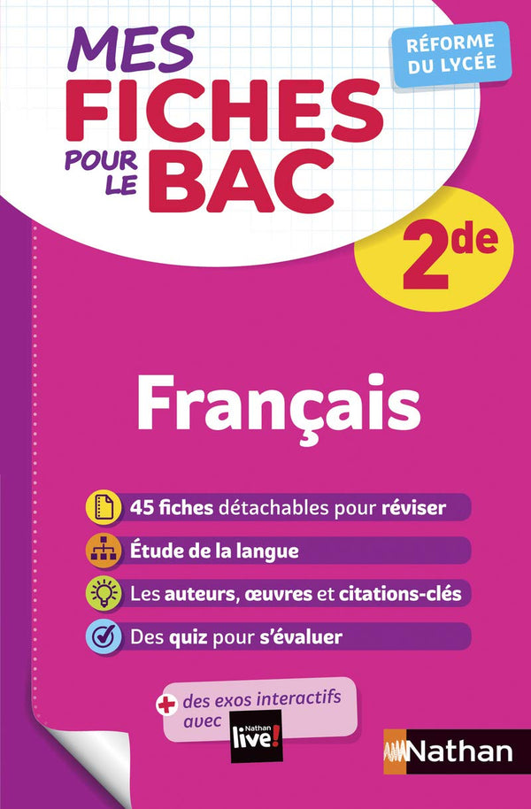 Français Seconde - Programme 2024-2025 - Mes fiches pour le BAC 2de