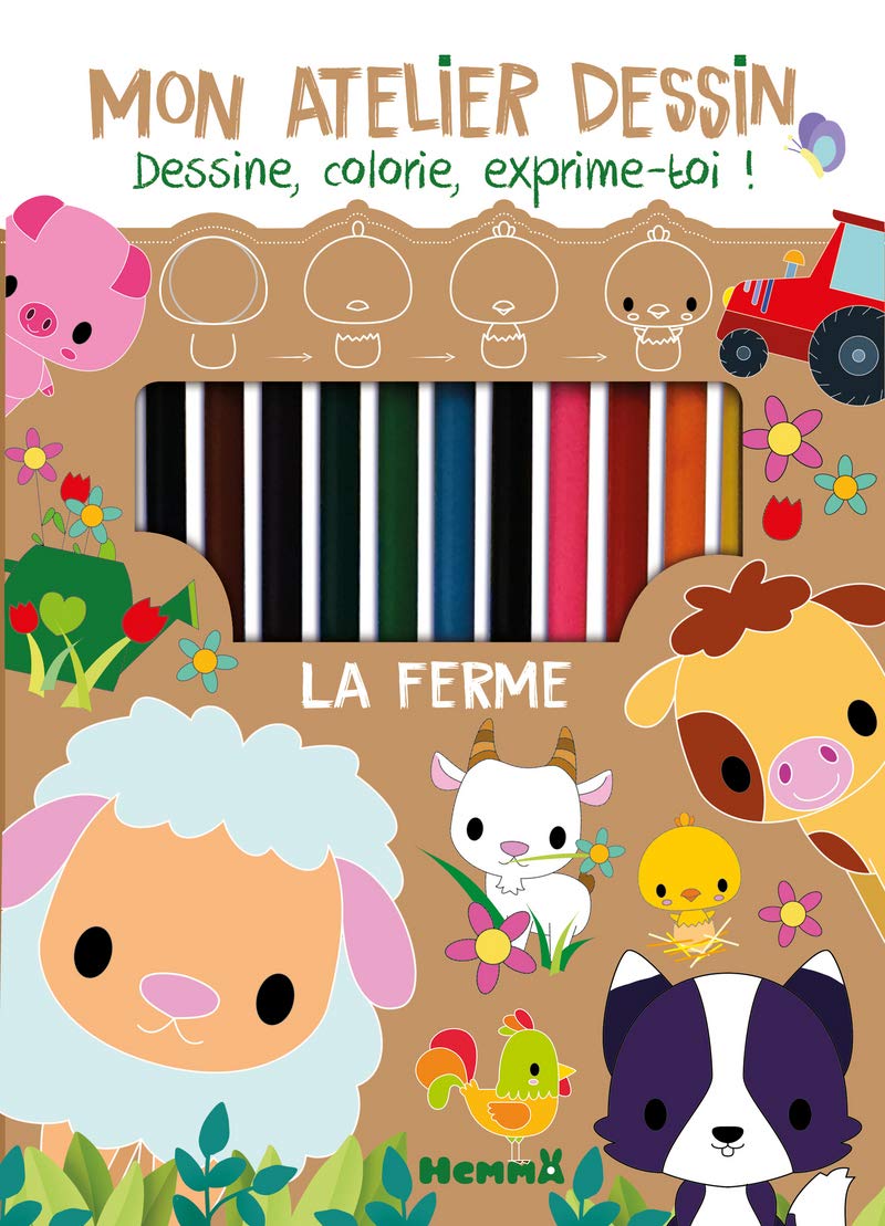 Mon atelier dessin - La ferme - Triptyque kraft pour apprendre à dessiner pas à pas - dès 6 ans