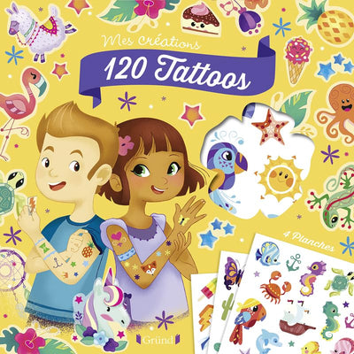 120 tattoos Pochette Tattoos colorés d'animaux et attrape-rêves À partir de 5 ans