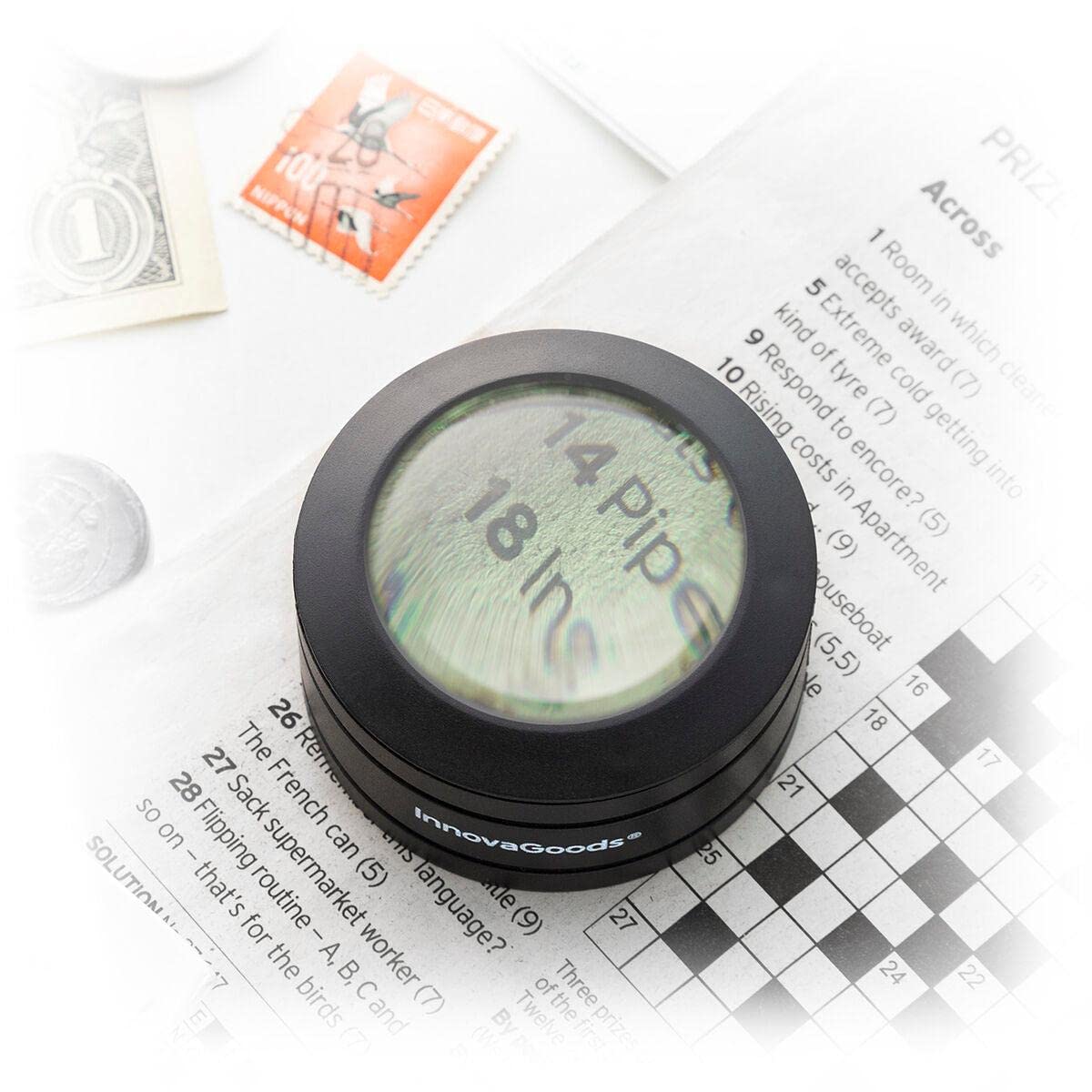 InnovaGoods® Loupe de Poche avec LED Magle, 5 dioptries, 210 mm, idéale pour la Lecture, la Couture, la Bijouterie, idéale pour l'inspection de Documents et de Petites pièces.