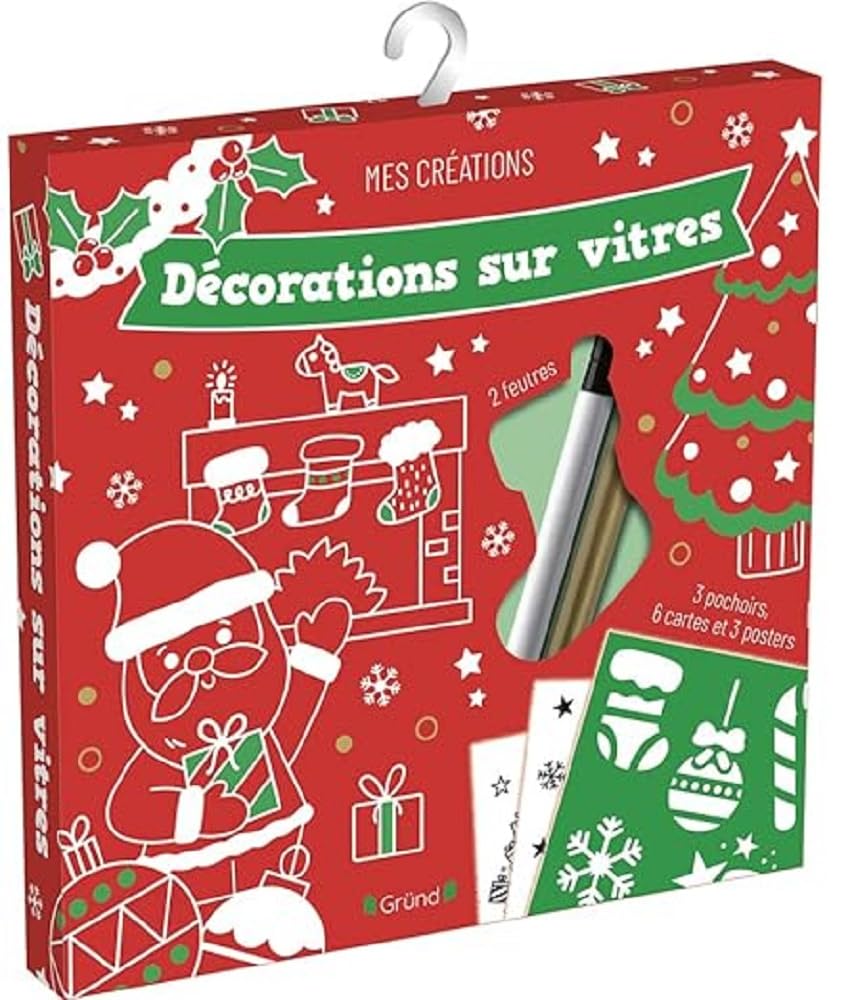 Décorations sur vitres avec 2 feutres, 6 cartes, 3 posters à décalquer et 3 pochoirs À partir de 6 ans