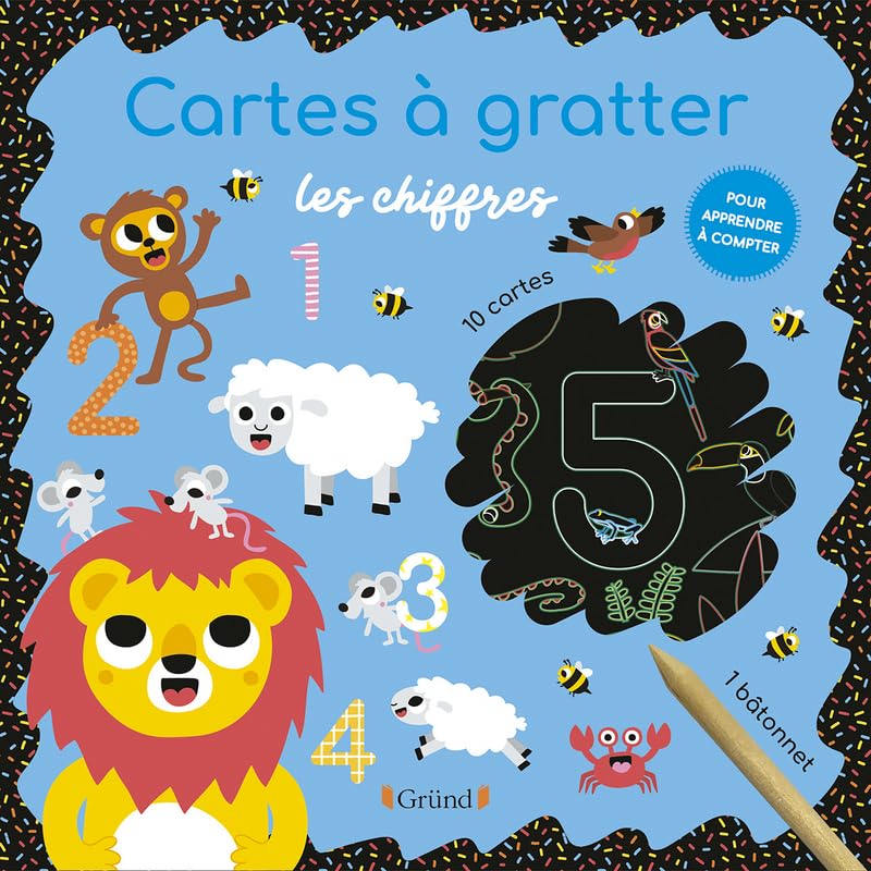 Cartes à gratter : Les chiffres – Pochette avec 10 cartes à gratter – Dès 3 ans