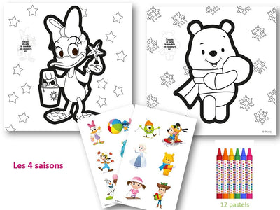 Disney Baby - Kit colo pour les Minis - Les 4 saisons - Kit de coloriage avec pastels - Dès 3 ans