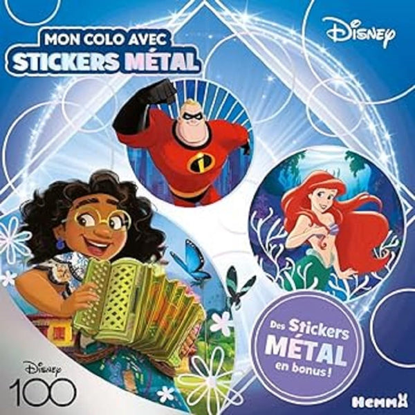 Disney 100 - Mon colo avec stickers métal - Livre de coloriage avec stickers métallisé - Dès 4 ans