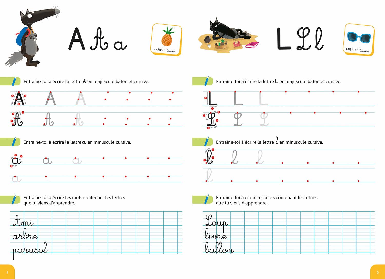 MON CAHIER D'ECRITURE AVEC LOUP EN VACANCES !