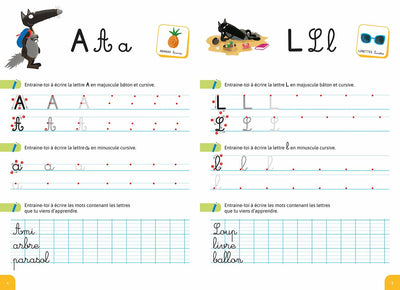 MON CAHIER D'ECRITURE AVEC LOUP EN VACANCES !