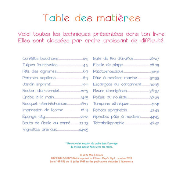 Mon petit atelier d'artiste : tampon et impression