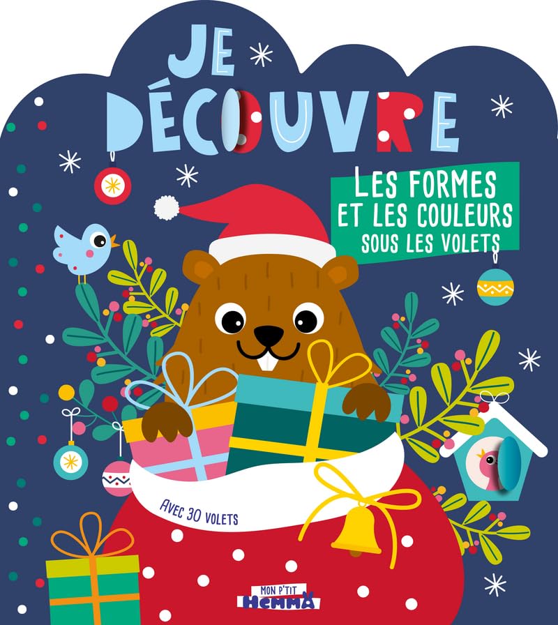 Mon P'tit Hemma - Je découvre les formes et les couleurs sous les volets - Noël - Livre tout carton silhouetté avec volets à soulever - Dès 3 ans