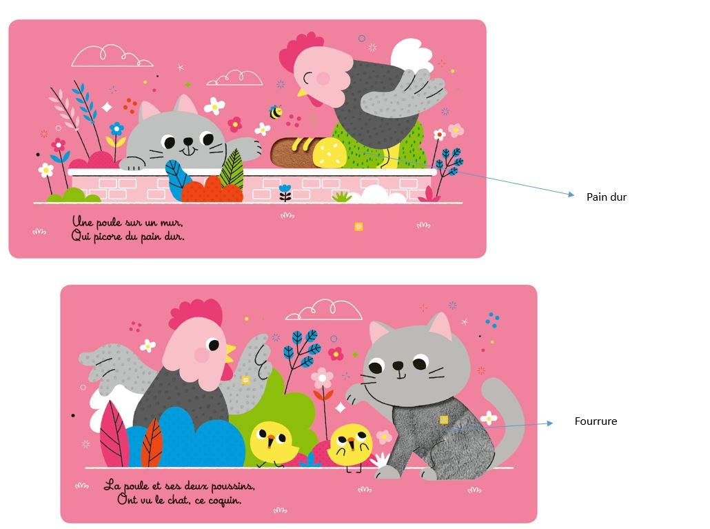 Mes premières comptines à toucher : Une poule sur un mur – Livre d'éveil à toucher – À partir de 6 mois