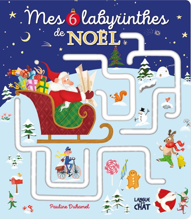 Mes 6 labyrinthes de Noël - Livre-jeu avec 6 chemins de doigt en creux - Dès 2 ans