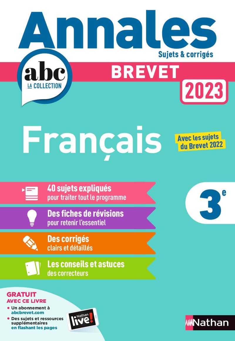 Annales ABC du Brevet 2023 - Français 3e - Sujets et corrigés + fiches de révisions