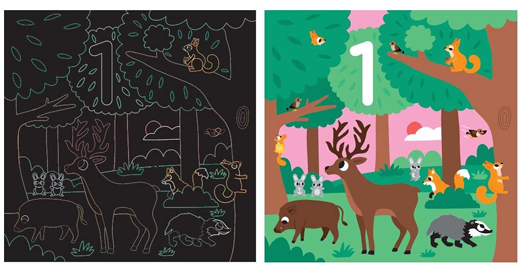 Cartes à gratter : Les chiffres – Pochette avec 10 cartes à gratter – Dès 3 ans