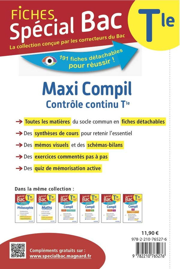 Spécial Bac Maxi Compil de Fiches contrôle continu Tle Bac 2021: Tout le programme en 191 fiches, cours ultra-visuel, mémos, schémas-bilans, exercices et QCM