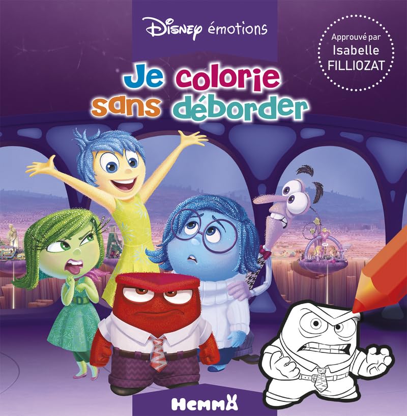 Disney Vice Versa - Je colorie sans déborder - Livre de coloriage avec contours en relief - Dès 3 ans