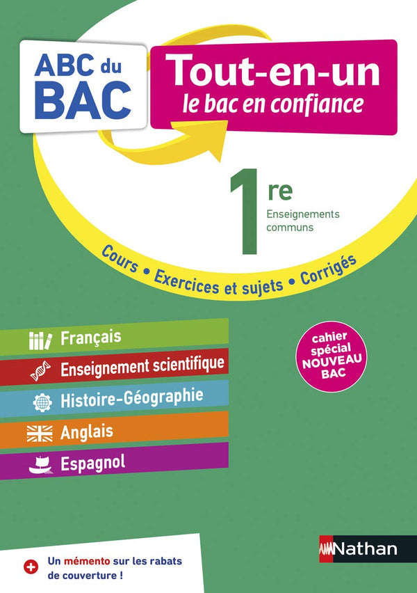 ABC du Bac Tout en un 1re - Toutes les matières du tronc commun Première 2023-2024 - Français, Enseignement scientifique, Histoire-Géographie, Anglais, Espagnol