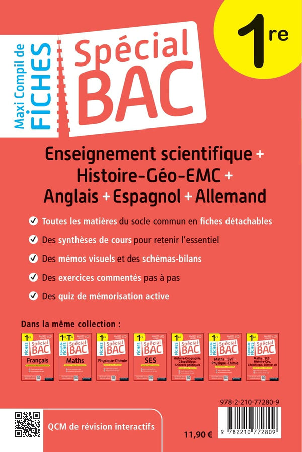 Spécial Bac Maxi Compil de Fiches contrôle continu 1re Bac 2024: Tout le programme en 191 fiches, cours ultra-visuel, mémos, schémas-bilans, exercices et QCM