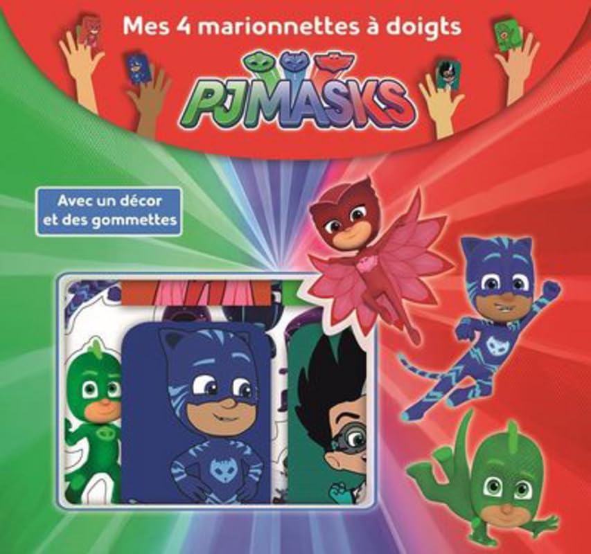 Pjmasks - Mes 4 marionnettes à doigts - Avec un décor et des gommettes