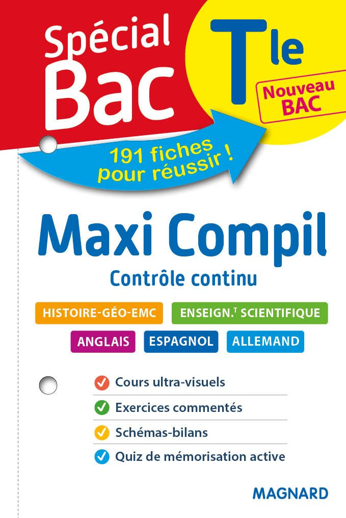 Spécial Bac Maxi Compil de Fiches contrôle continu Tle Bac 2021: Tout le programme en 191 fiches, cours ultra-visuel, mémos, schémas-bilans, exercices et QCM