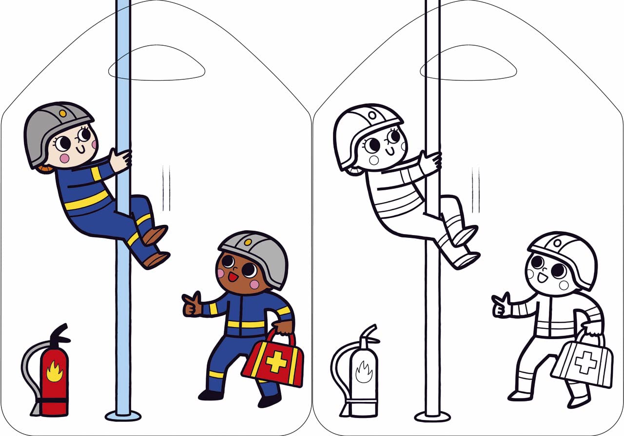 Coloriage Les crayons de couleurs-Les pompiers - Dès 3 ans