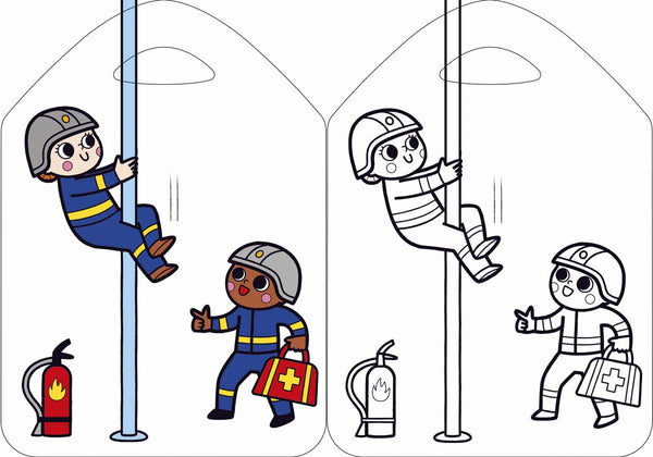 Coloriage Les crayons de couleurs-Les pompiers - Dès 3 ans