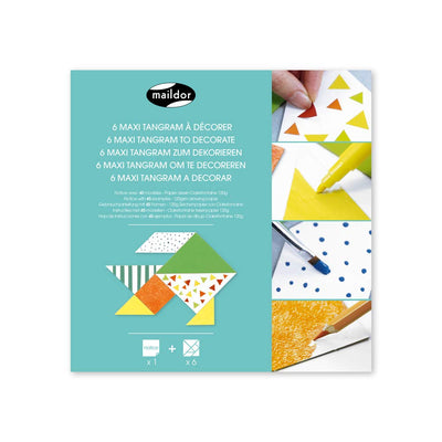 Maildor GB023C - Un sachet de 6 Tangrams Gamme blanche avec notice de 45 modèles incluse