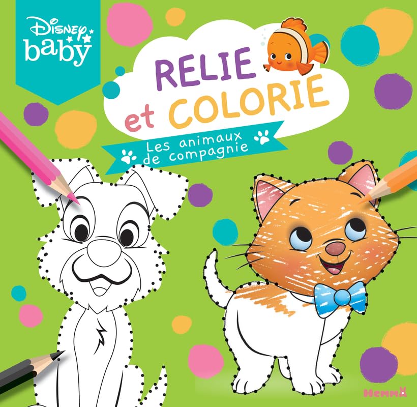 Disney Baby - Relie et colorie - Les animaux de compagnie - Livre de coloriage avec points à relier - Dès 3 ans
