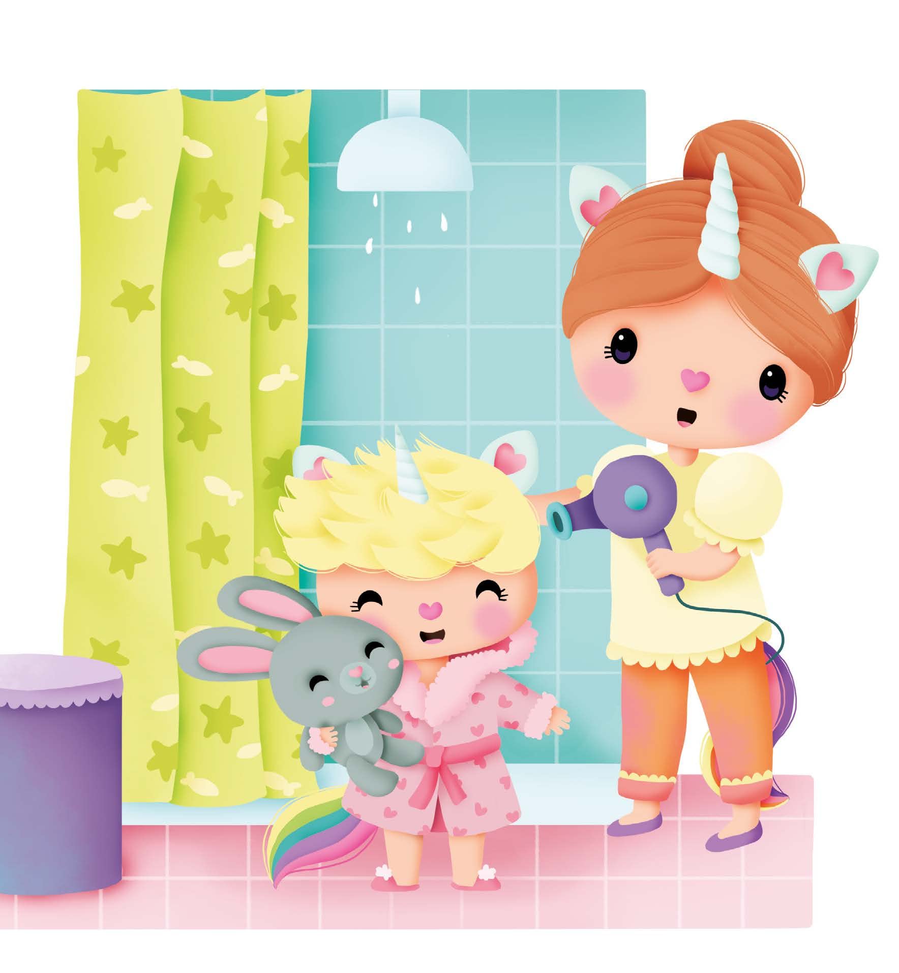 Petite licorne va se laver