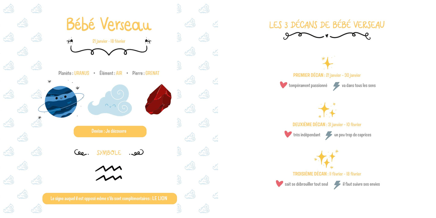 Bébé Verseau - Livre de naissance et des premières fois