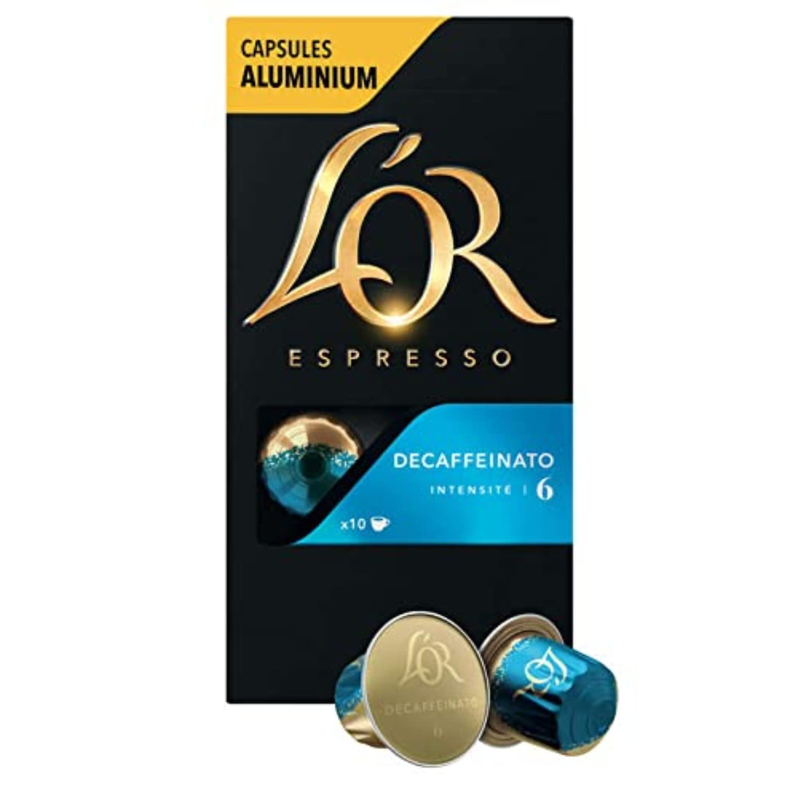 L'Or Espresso Café Decaffeinato Intensité 6 - 50 Capsules en Aluminium Compatibles Nespresso (10 capsules)